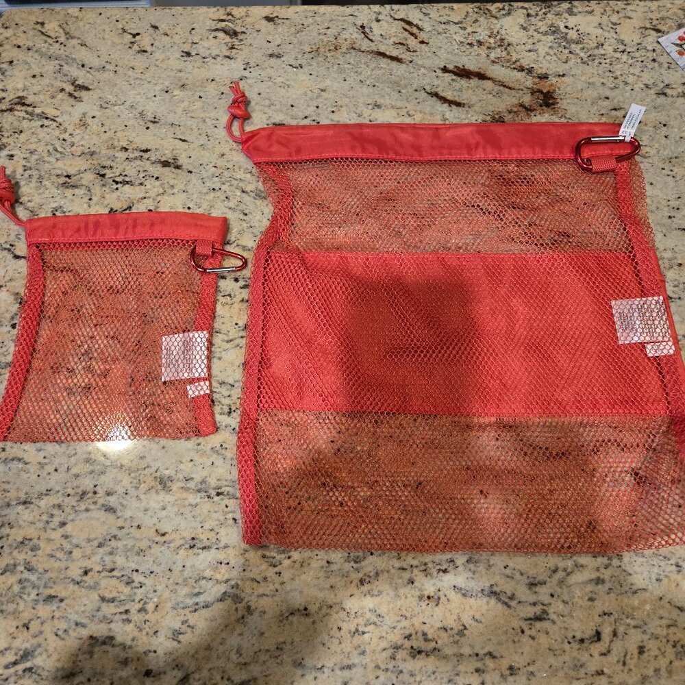 NEW Thirty-One Mesh Pouches - 2 Pack - Coastal Red Mesh